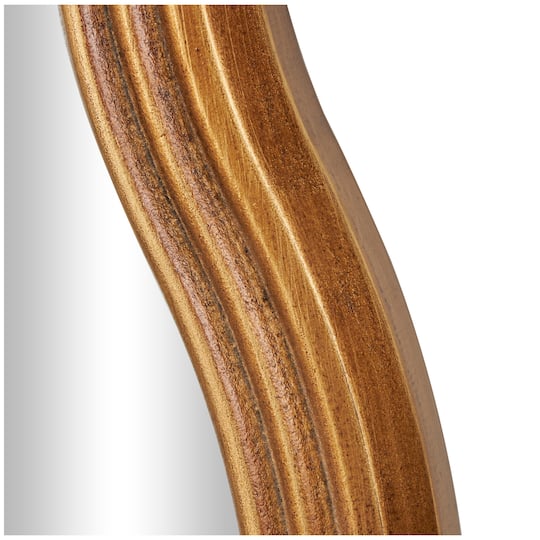 47" Gold Wooden Wavy-Shaped Wall Mirror with Ribbed Frame